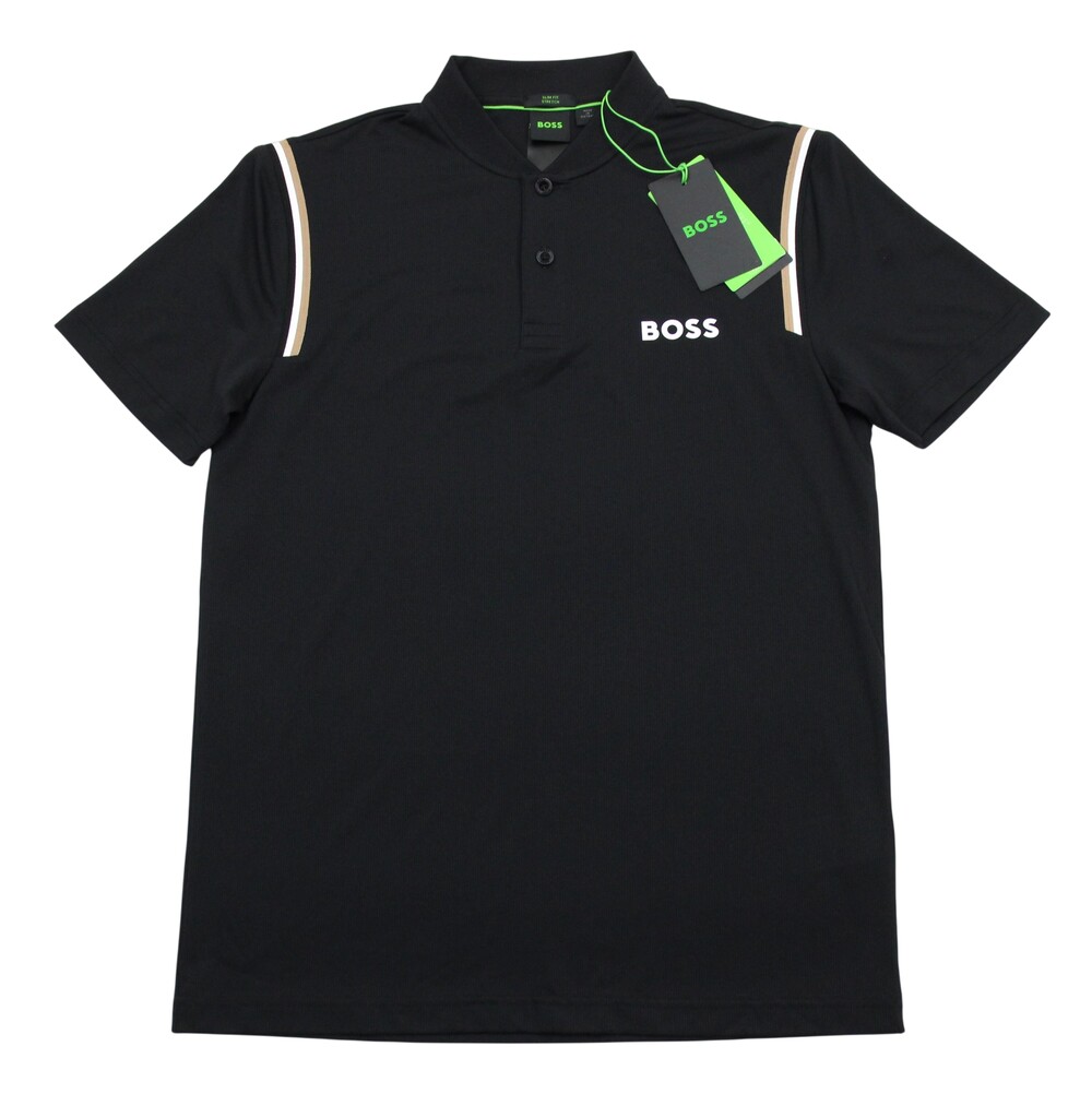 Boss Polo Shirt Mens S Black Polyester Mesh Pariq MB 8 Golf Stretch performance